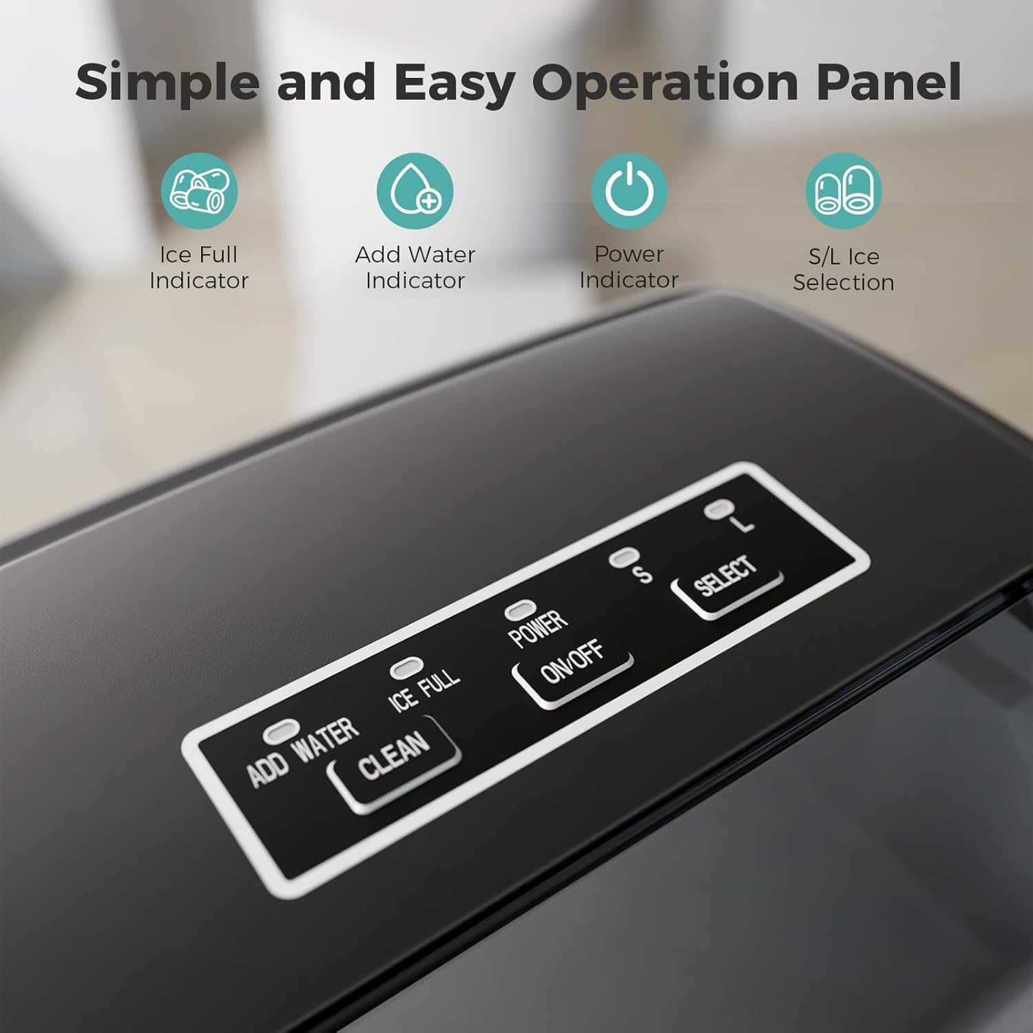 Crzoe Ice Makers Countertop With Carry Handle,26lbs/Day,9 Cubes Ready In 6 Mins,2 Sizes Of Bullet Ice,Self-Cleaning Function,Ideal For Home(Black) on Fridge.com - View 6