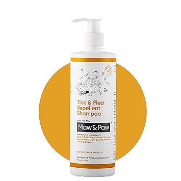 Maw & Paw - Tick & Flea Repellent Shampoo for Dogs with 100% Plant Based Repellents Removes, Repels & Prevents Ticks & Fleas - Paraben Free, pH Balanced (Tick & Flea Shampoo- 500ml)