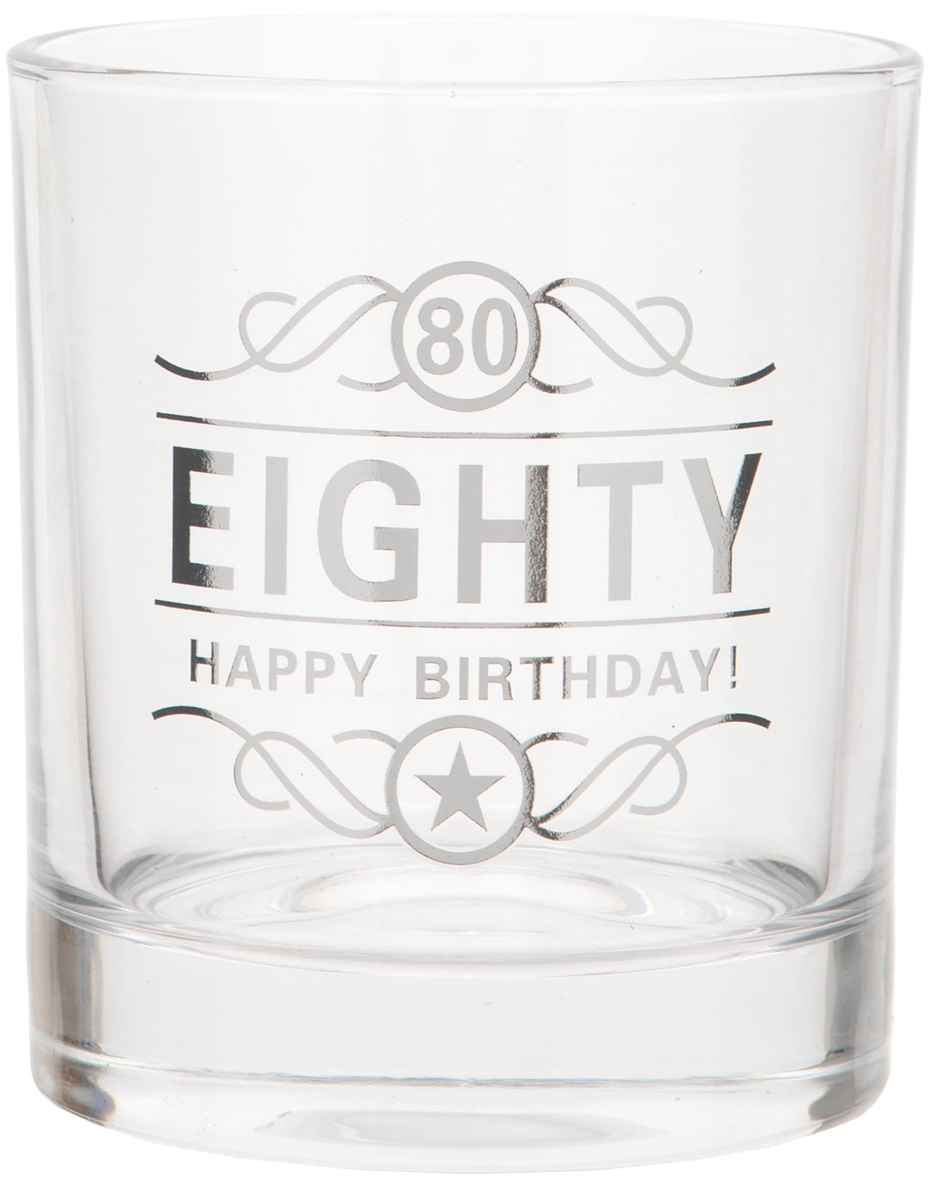 Maturi 80th Birthday Spirit Glass 'Eighty Happy Birthday!', 350ml, Gift Boxed