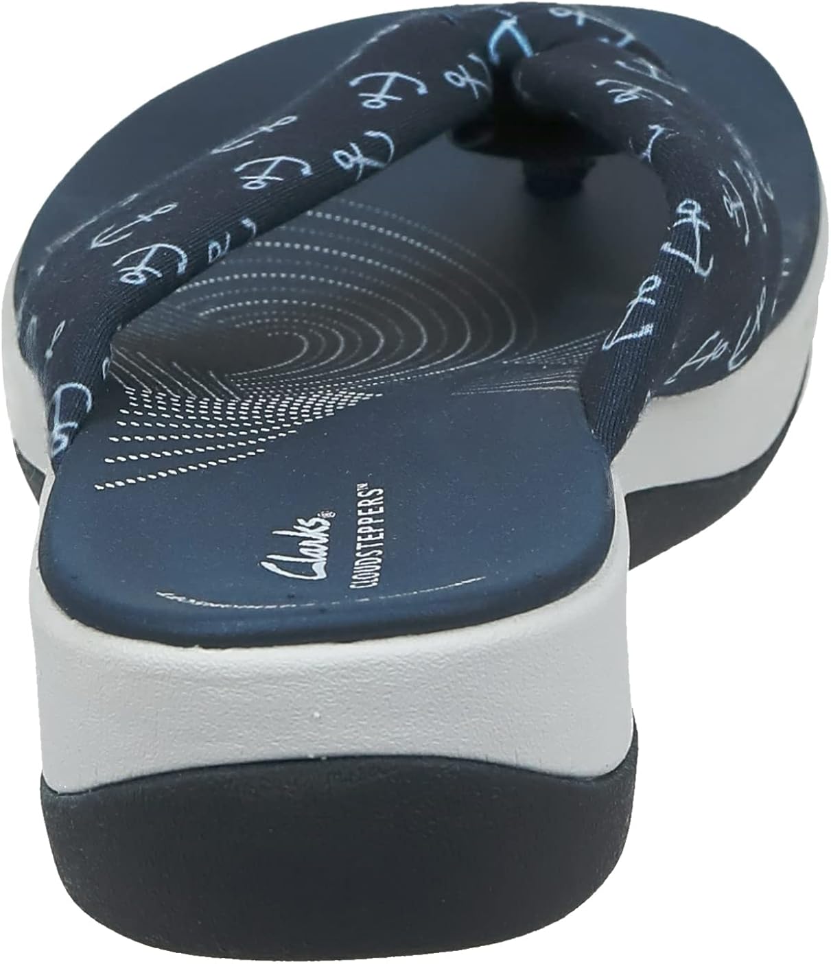 Clarks Women's Arla Glison Flip-Flop 9 Navy Textile With White Anchors