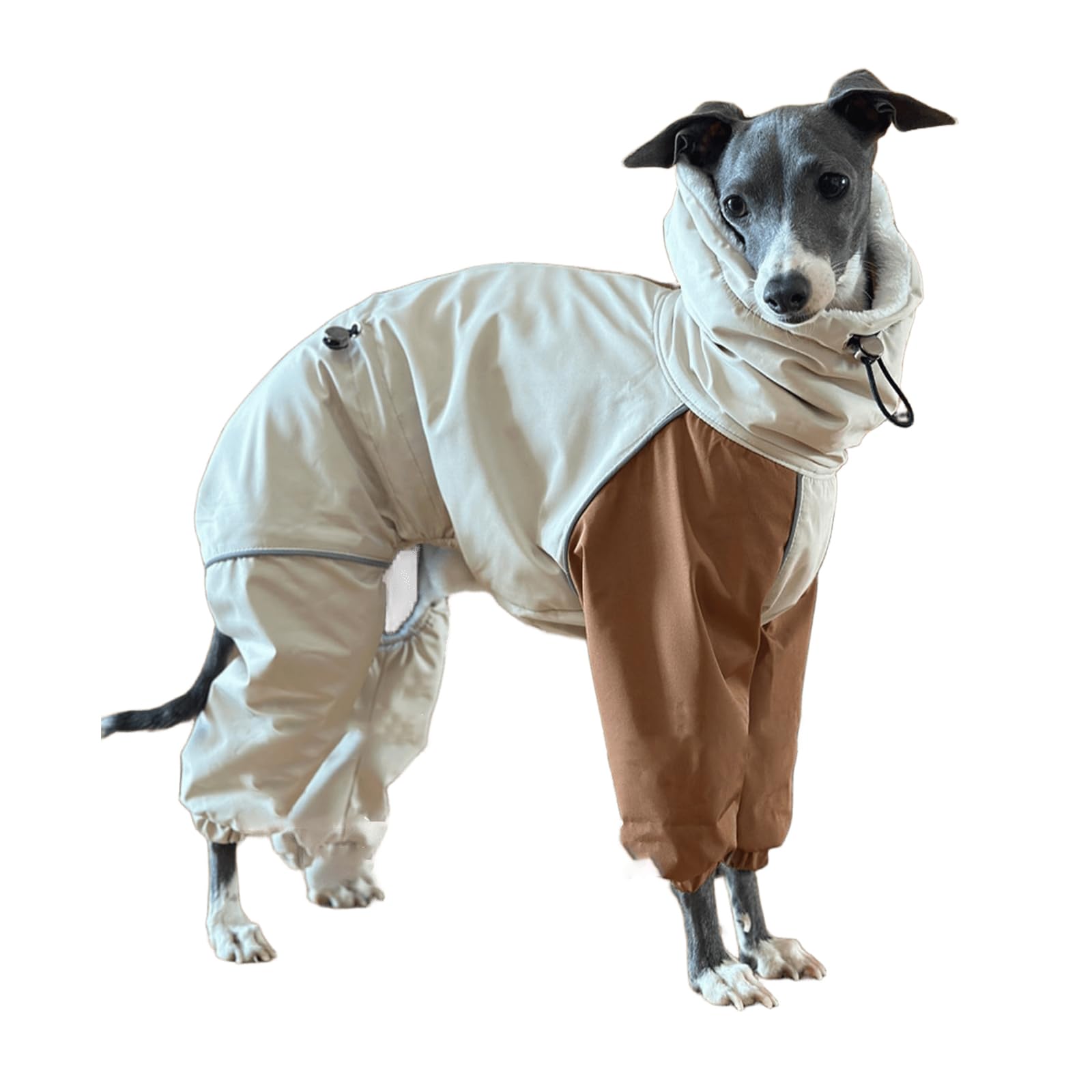 UOSIA Dog Raincoat Winter 4-Legged Jacket Windproof Waterproof Zipper Coat Fleece Thick Warm Turtleneck RainCoat For Italian Greyhound