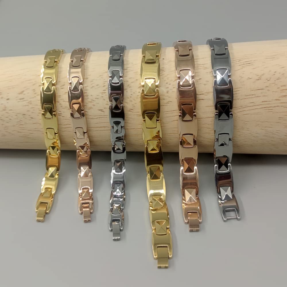 YSJNGF Charm-Armband für Herren, goldfarben, Energie-Magnetarmbänder, männlich, 21/22 cm, Paar-Schmuck, wasserdicht, Geschenk (Farbe: Rose, Damen, 21 cm)