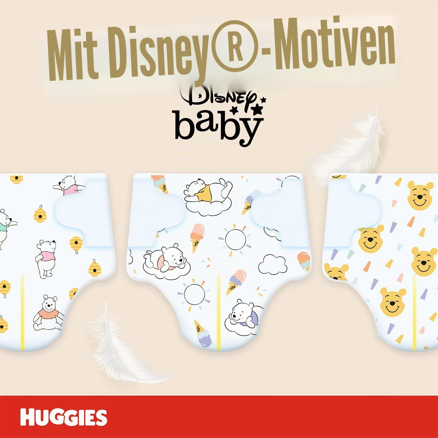 Huggies Extra Care Bebè, Windeln Größe 1 (2-5 kg), sehr saugfähig, Disney-Design, Vorratspackung, 160 Stück