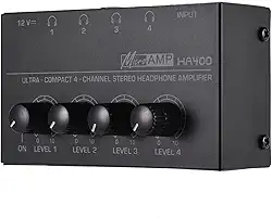 HA400 Ultra-compacto 4 canais mini amplificador de fone de ouvido estéreo de áudio com adaptador de alimenta??o