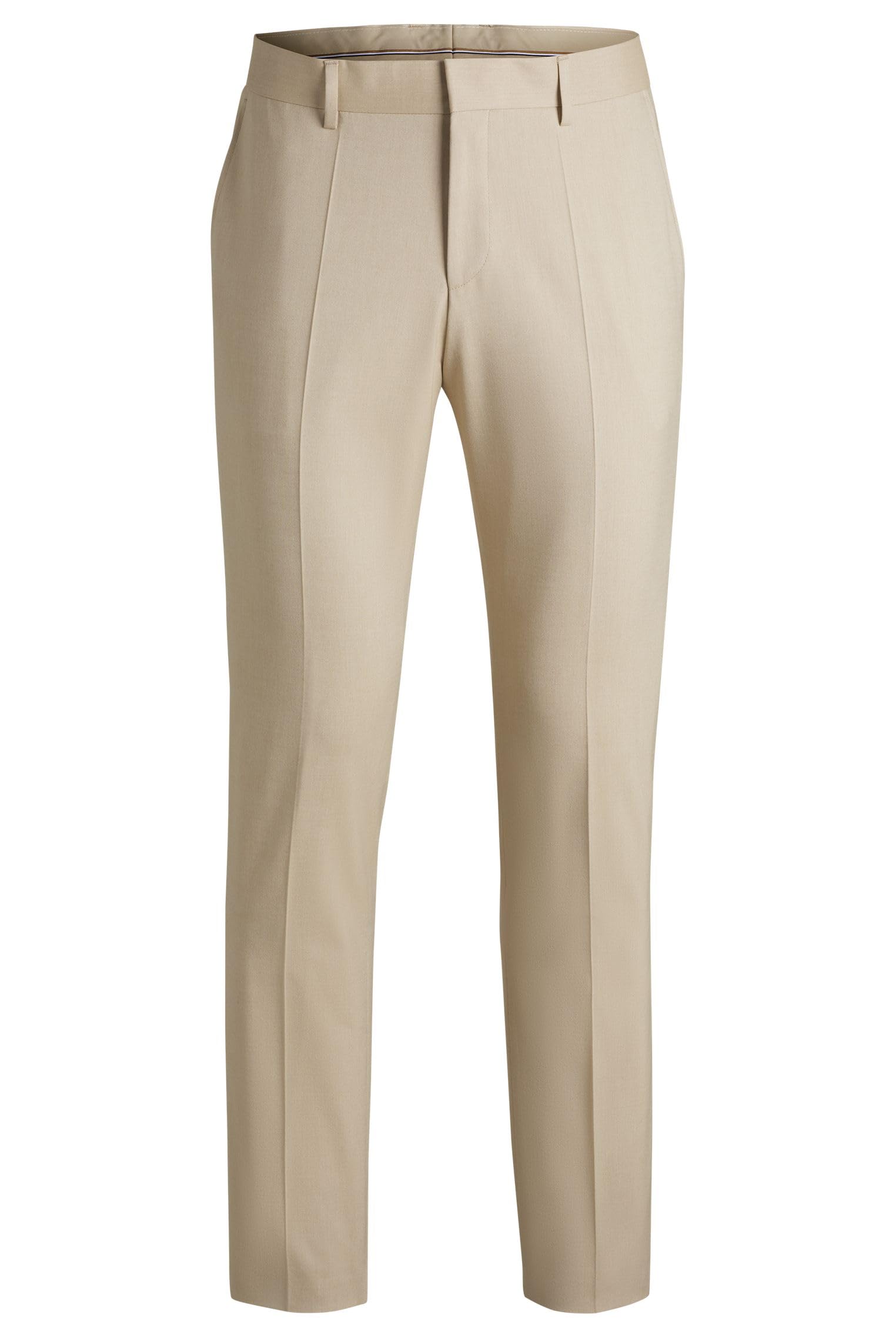 BOSS H-Genius-252 Business-Hose aus Stretch-Chiffon Hellbeige 54: Slim Fit