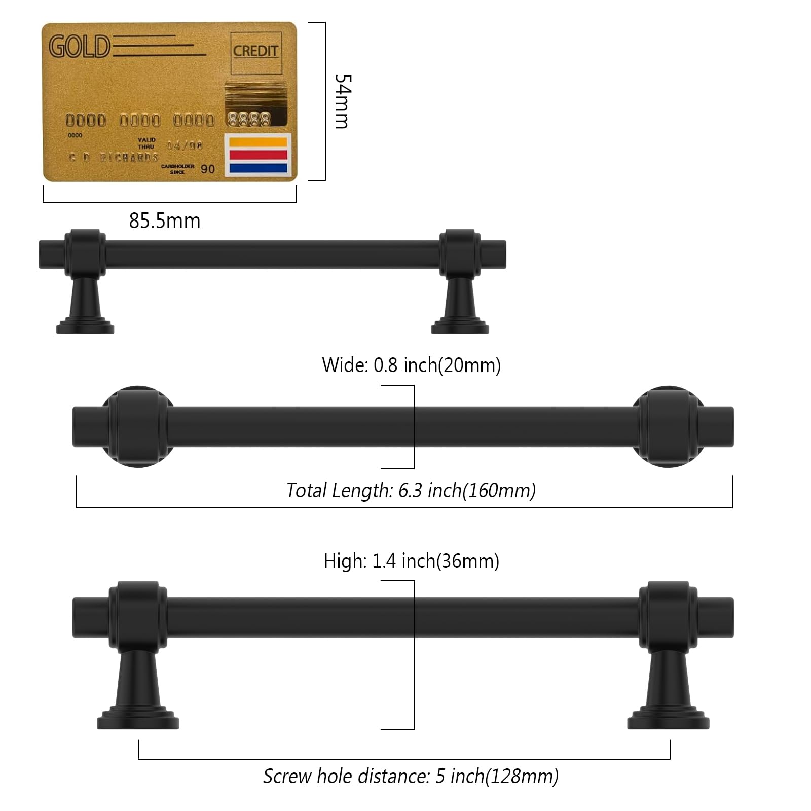 Amerdeco 10 Pack Matte Black Cabinet Pulls 5 Inch(128mm) Hole Center Drawer  Pulls Cabinet Hardware Kitchen Cabinet Handles for Bathroom Dresser Pulls  ZH0069