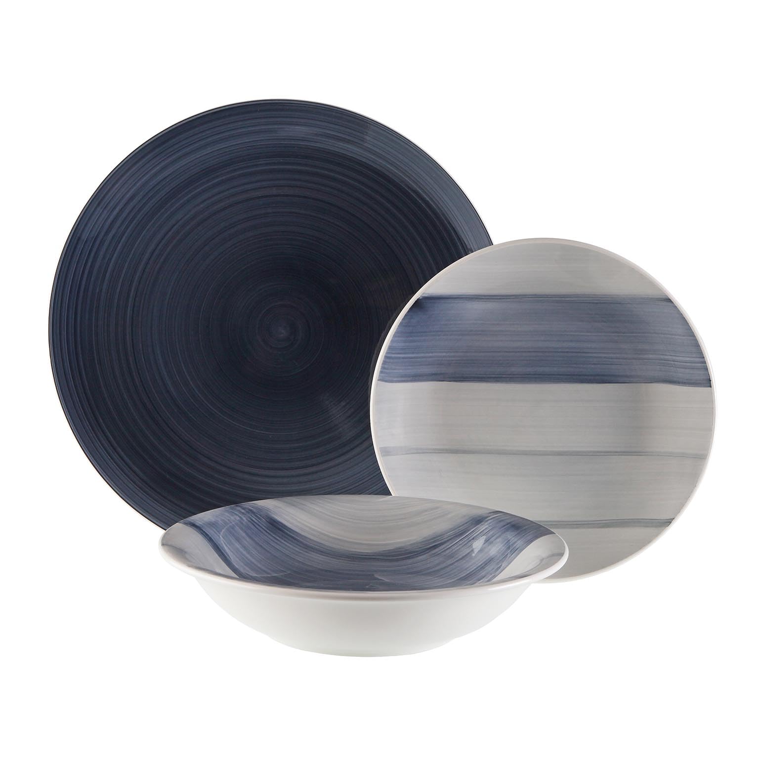 Versa Vajilla 18 Piezas, Estilo Moderno, 3x26,5x26,5 cm, Porcelana, Azul