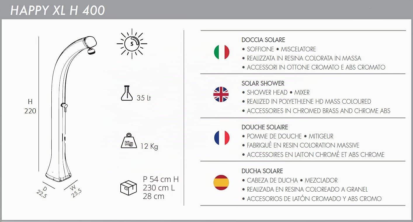 Doccia Solare Arkema Design Happy XL Bianco H400/9003