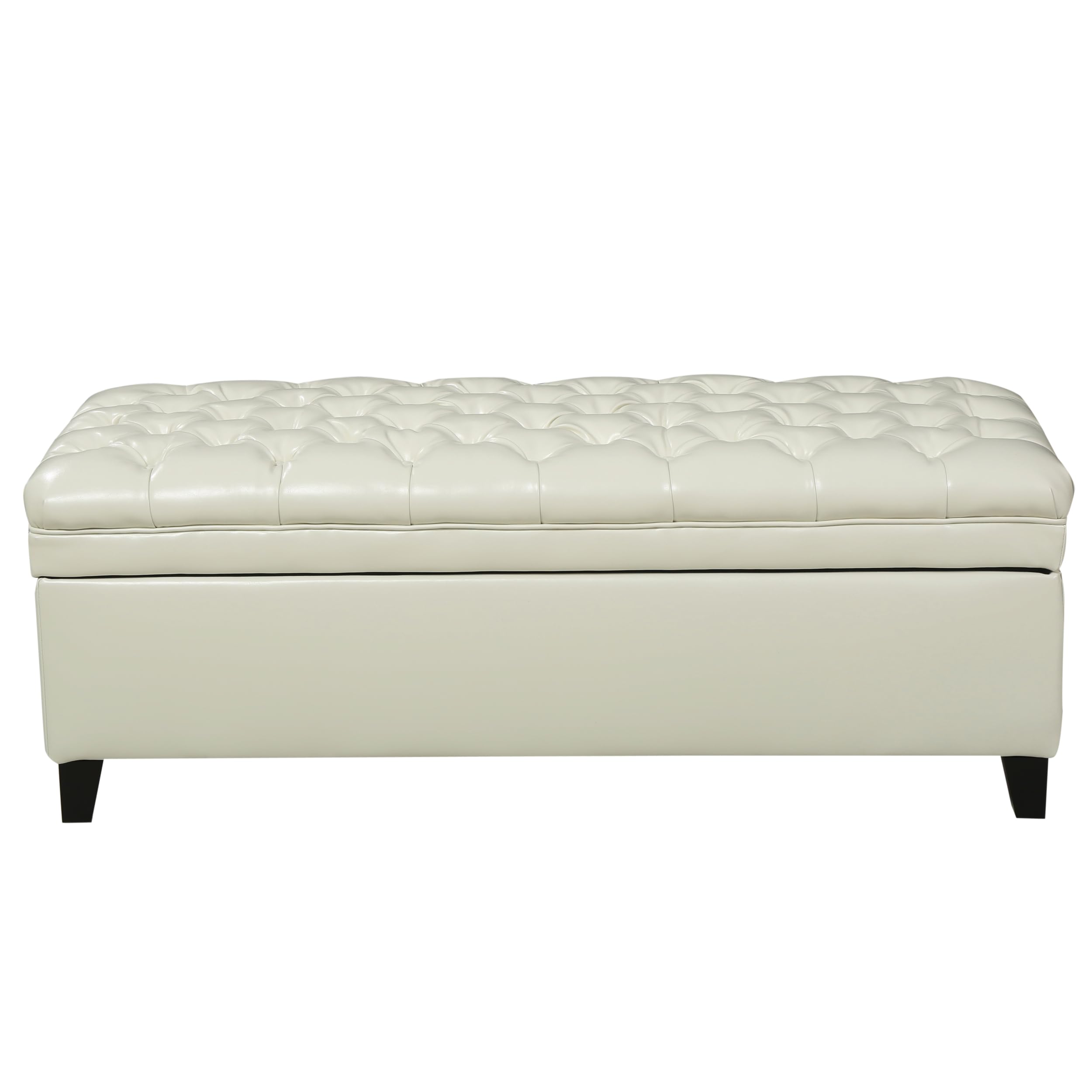 aphrophina Storage Ottoman for Living Room and Bedroom, Stylish Ivory Faux Leather, Seating and Organization