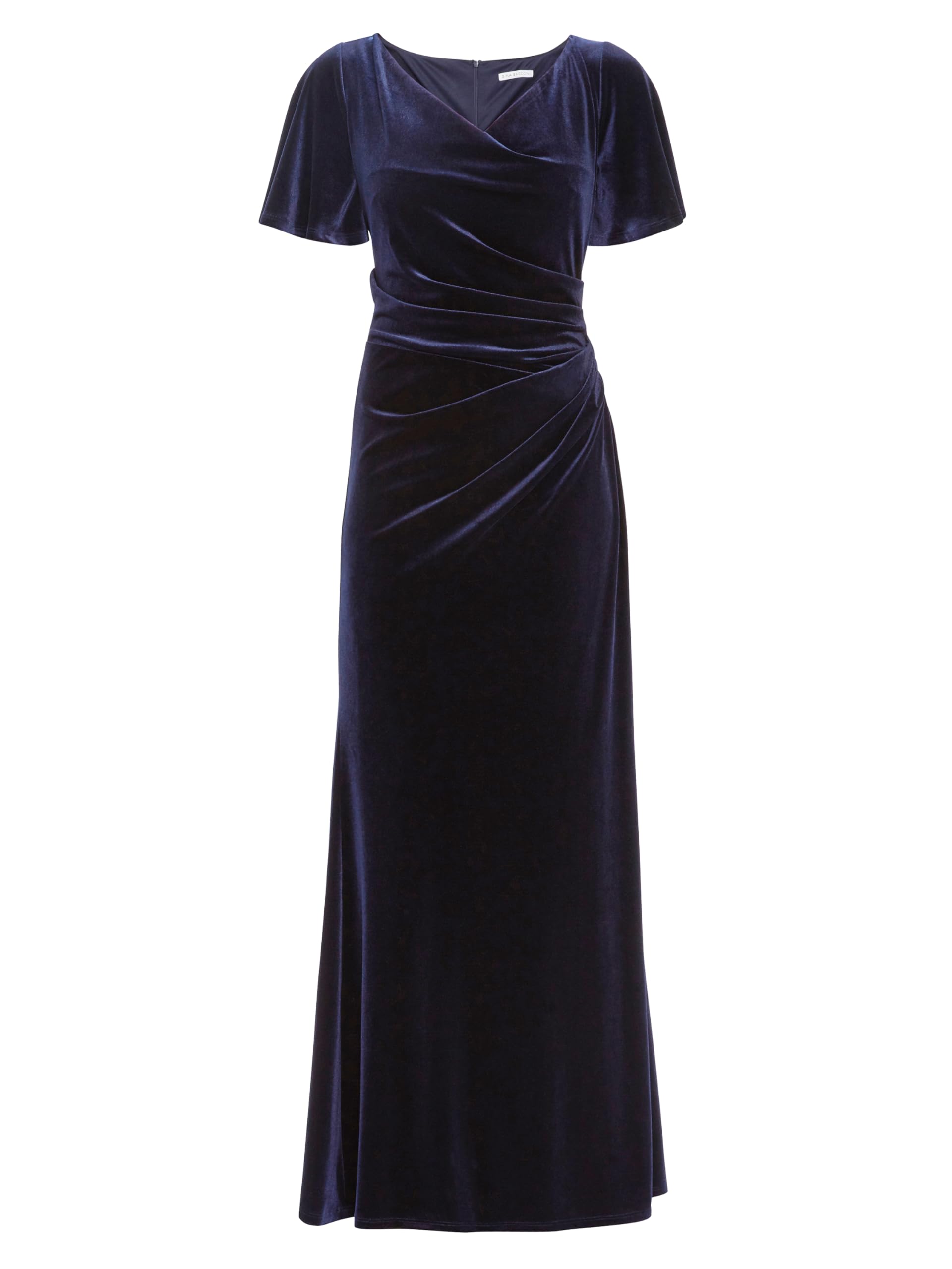 Gina Bacconi Women's Velvet Maxi Dress with Cowl Neck Cocktail, Navy, 10