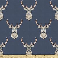 Amazon.co.jp: Ambesonne 鹿の生地 The Yard ヒップスター風 鹿の角