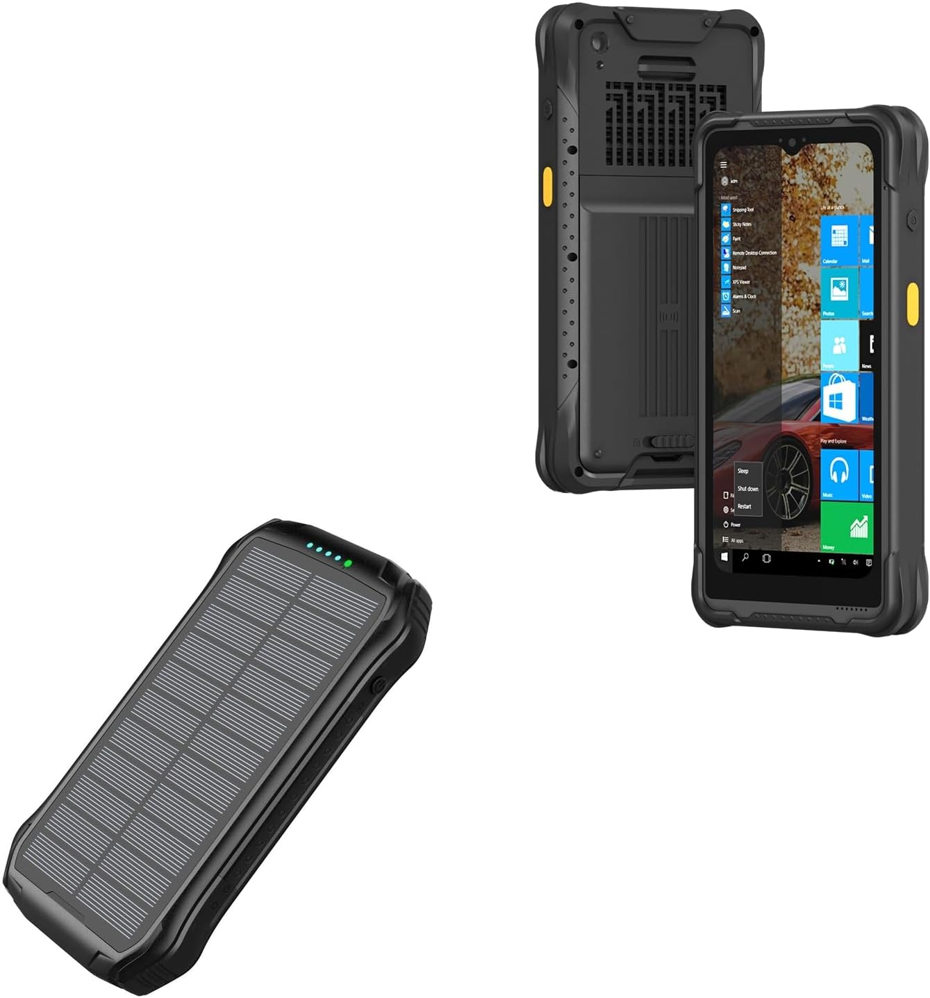 BoxWave Charger Compatible with Kcosit K73H (6.5 in) - Solar Wireless Rejuva PD Power Pack (16000mAh), Solar Powered Backup Power Bank - Jet Black