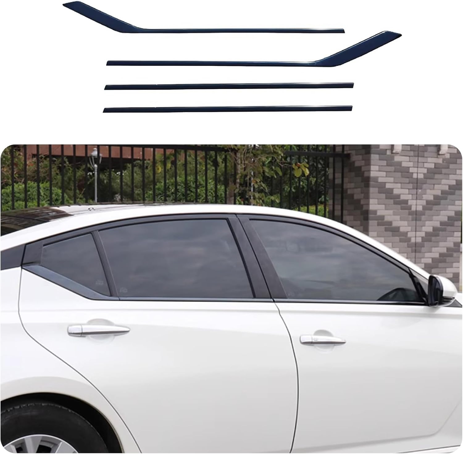 Car Accessories Fit for Nissan Altima 2019 2020 2021 2022 Lower Windows Frame Sill Molding Cover Trims (Carbon Fiber Style) 6PCS Stainless Steel