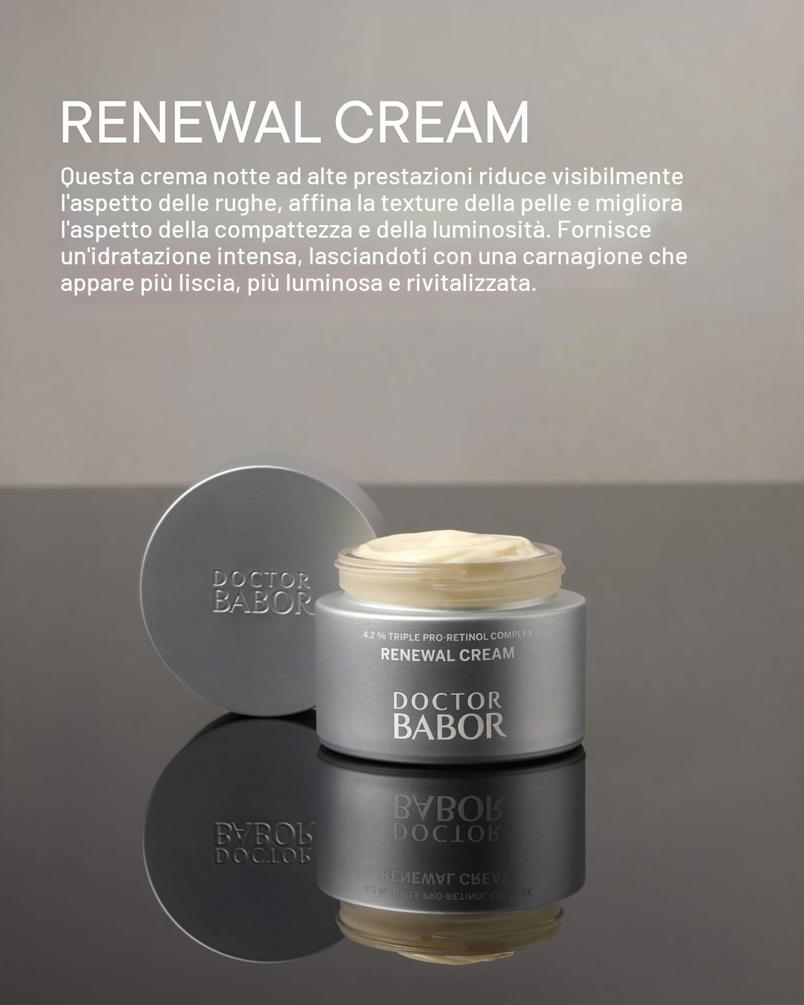 DOCTOR BABOR Renewal Cream | Crema viso rigenerante anti-età e anti-pigmentazione con complesso pro-retinolo | Per una pelle radiosa e ringiovanita | Affina l'incarnato | Vegan | - 50ml