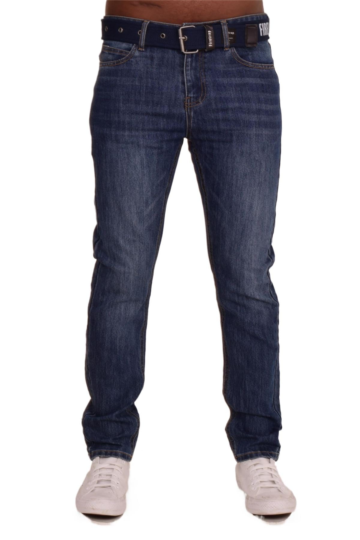 Firetrap Men's Dark Wash. ’S Original Slim Fit Stretch Denim Jeans – Classic 5 Pocket Jean Slim Fit Dark Wash 32W / 34L