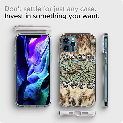 Miniatura 9 de Funda de teléfono con estampado de vaca para iPhone 13 Pro Max, funda de iPhone con estampado de cuero de vaca occidental para hombres y mujeres,