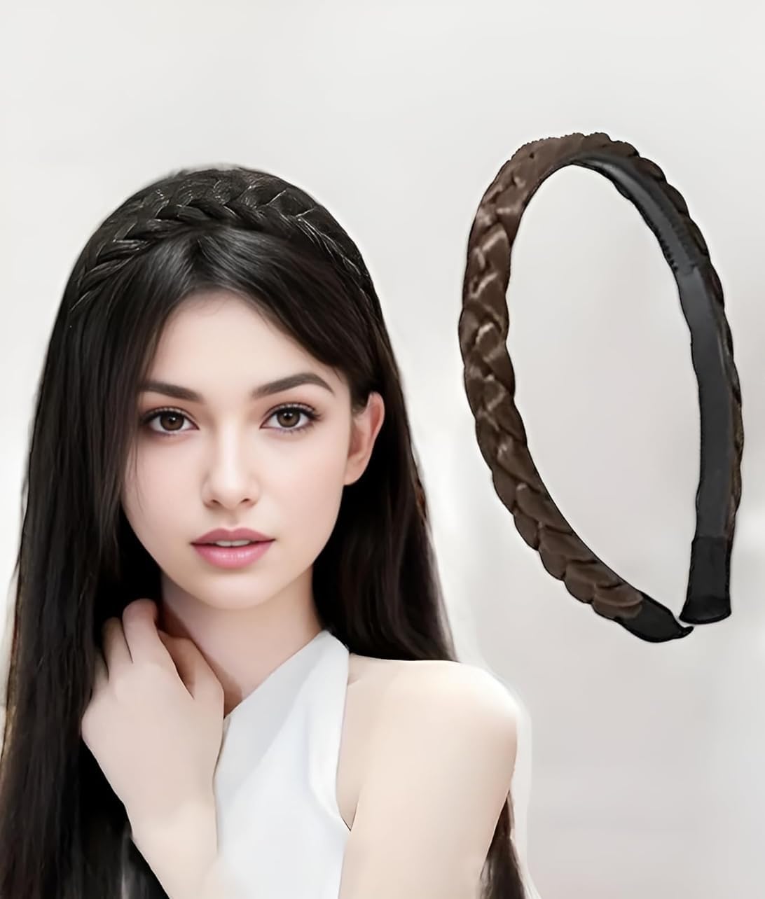 Braided Hair Headband for Women & Girls | Synthetic Plaited Hairband with Teeth | Stylish Hoop Hairpiece Accessory – 1 Pc Brown-image-48