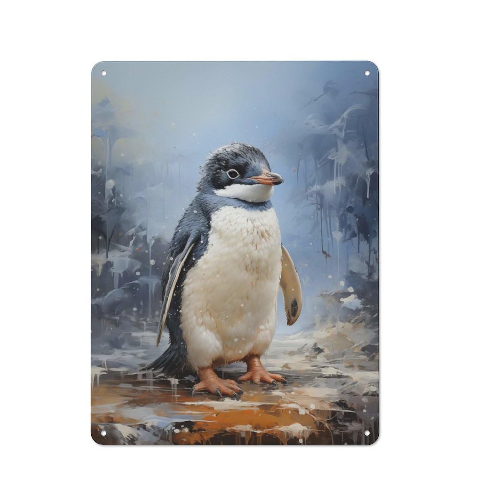 Junmoney Style-24 Classic Kitchen Metal Sign 40X30cm Featuring Baby Penguin, Cafe Wall Decor For Restaurant, Kitchen, Counter Or Breakfast Nook