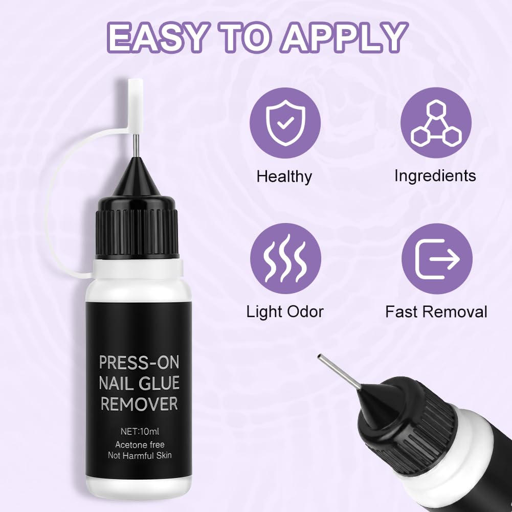 Zestaw do usuwania kleju do paznokci, 2x 10ml płynu do usuwania kleju do paznokci, 1x10ml kleju do paznokci, z pilniczką do paznokci, łatwe i szybkie usuwanie żelowego lakieru do paznokci, do
