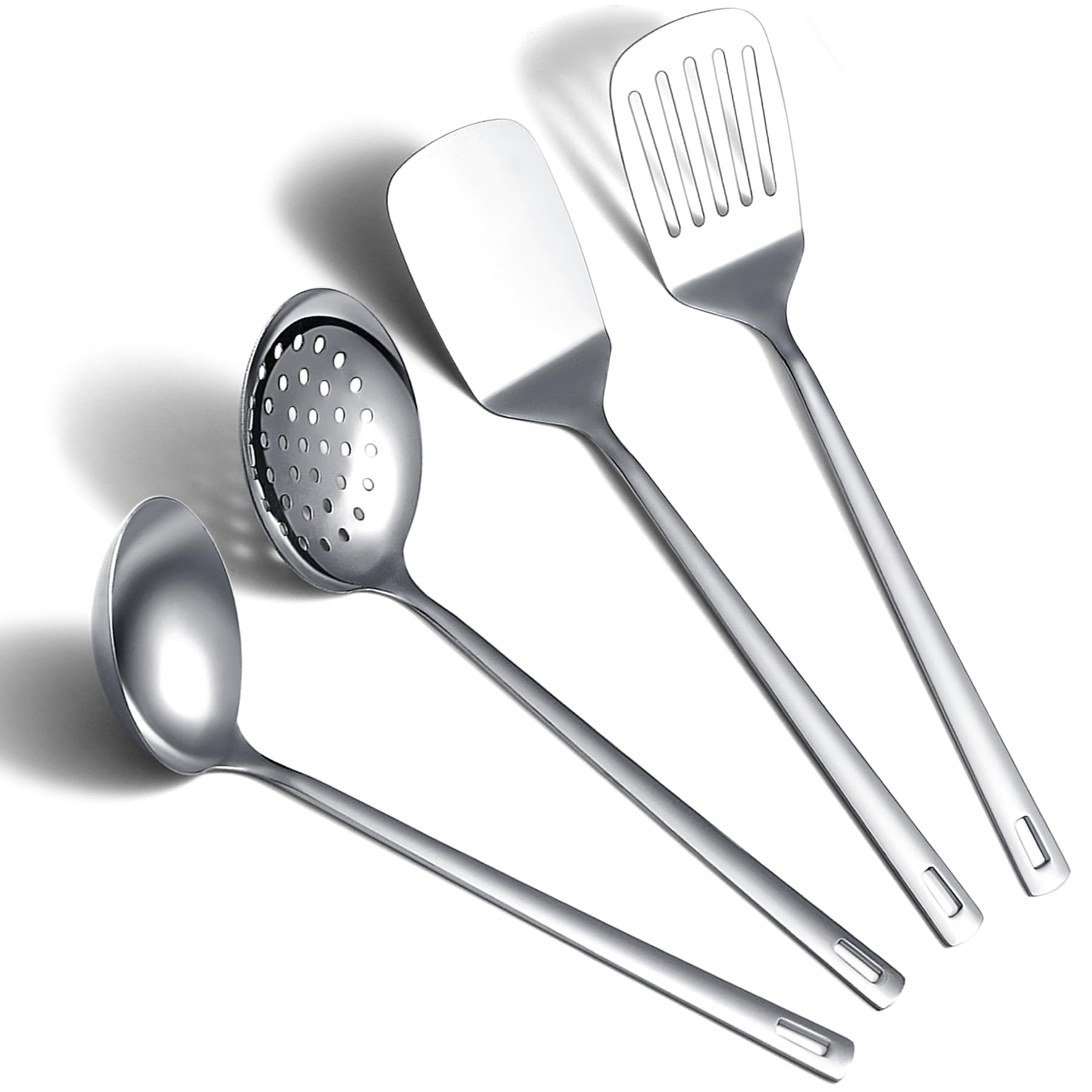 ReaNea Stainless Steel Kitchen Utensils Set, 4 Pieces - Turner, Skimmer, Ladle, Kitchen Gadgets