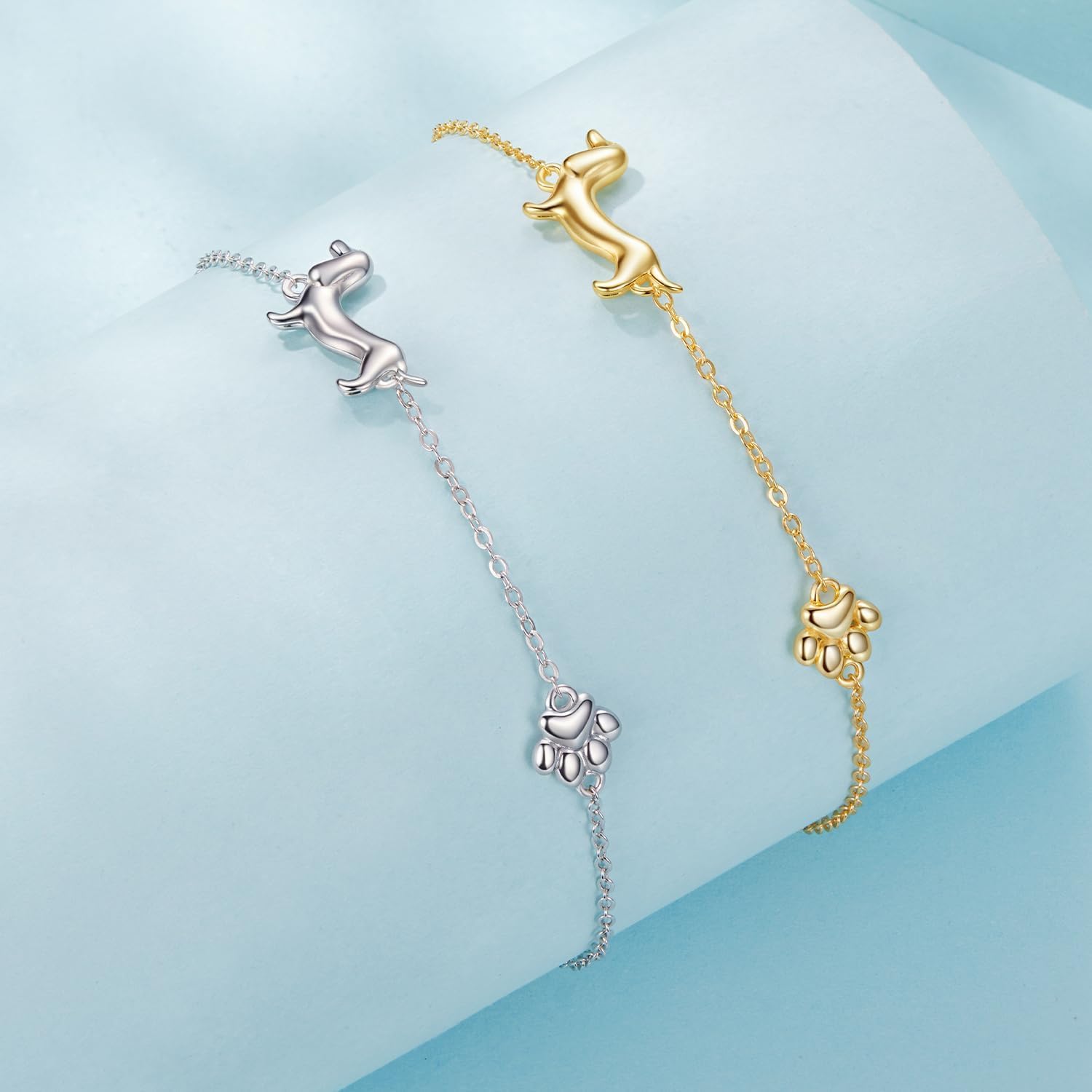 925 Sterling Silver Chain Bracelet with Cat Love Heart Charm Adjustable Plated Gold Bracelets with Chain Length 6.5in-7.9in, Best Jewelry Gifts for Women Cat Lovers - Image 8