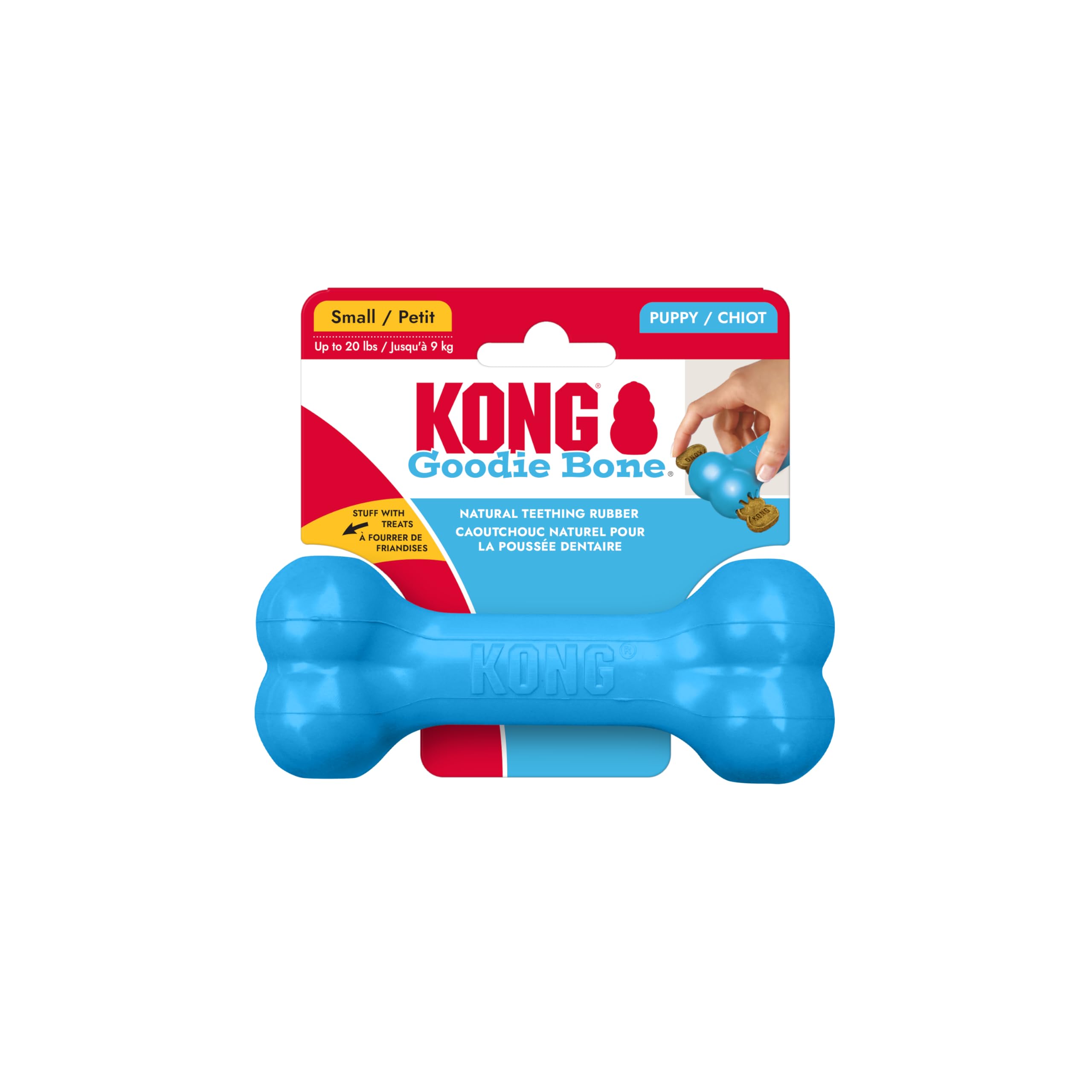 KONG - Puppy Goodie Bone - Guma do ząbkowania, zabawka dla psa do dozowania smakołyków (różne kolory) - dla małych szczeniąt