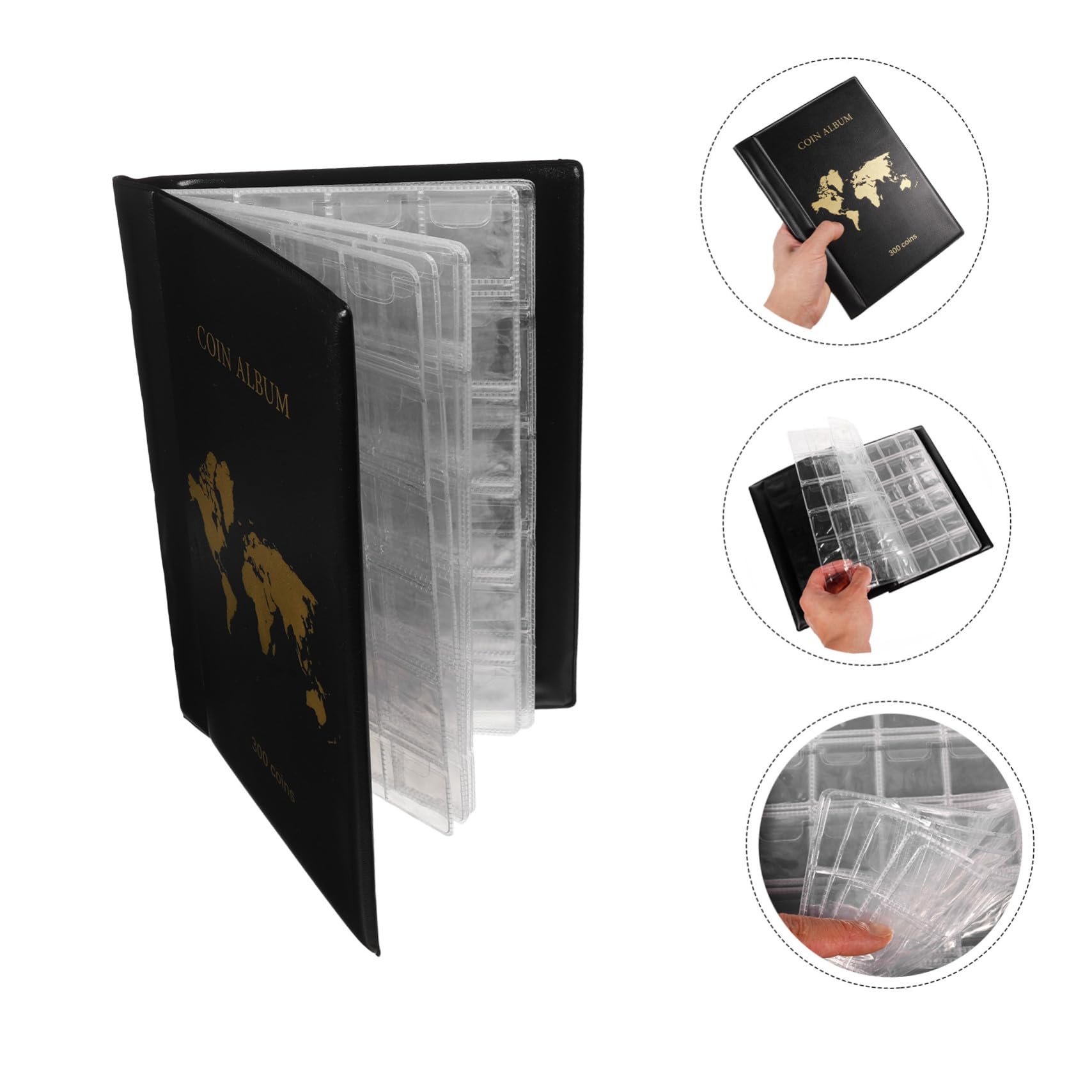 Beaupretty Album per Monete da Collezione 300 Tasche, PVC, Formato Box | Antiche e Denaro, Design Trasparente, Pu Semplice, Custodia Elegante per Raccolte