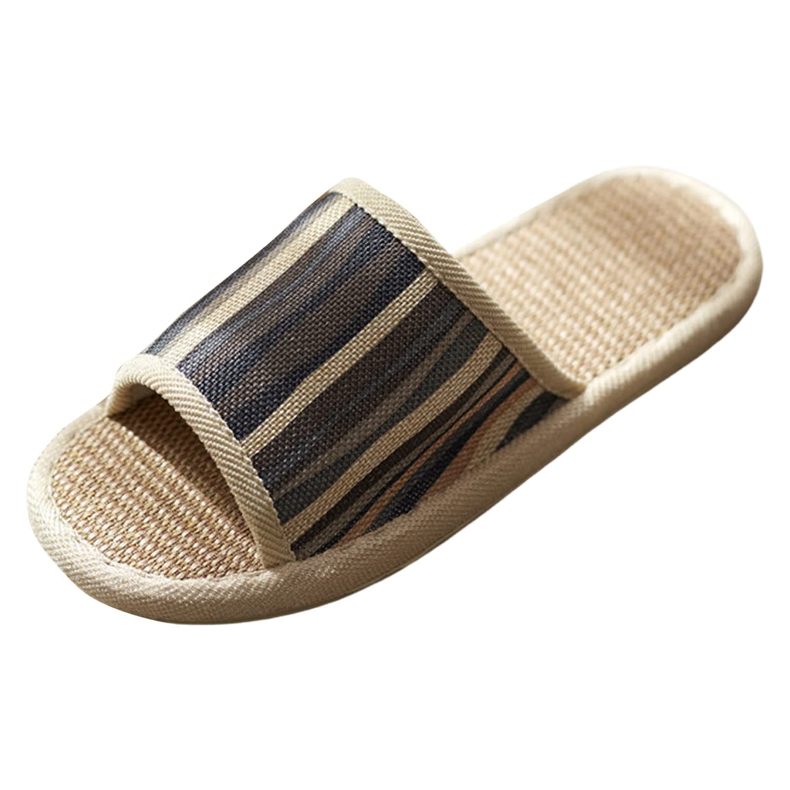 Slippers Unisex 41: Slippers Men Linen 44 Bath Slippers Casual Flip Flops Open Pair Shoes Simplicity Floor Shoes Breathable Indoor Shoes Slip-On Safety Slippers Summer Fashion
