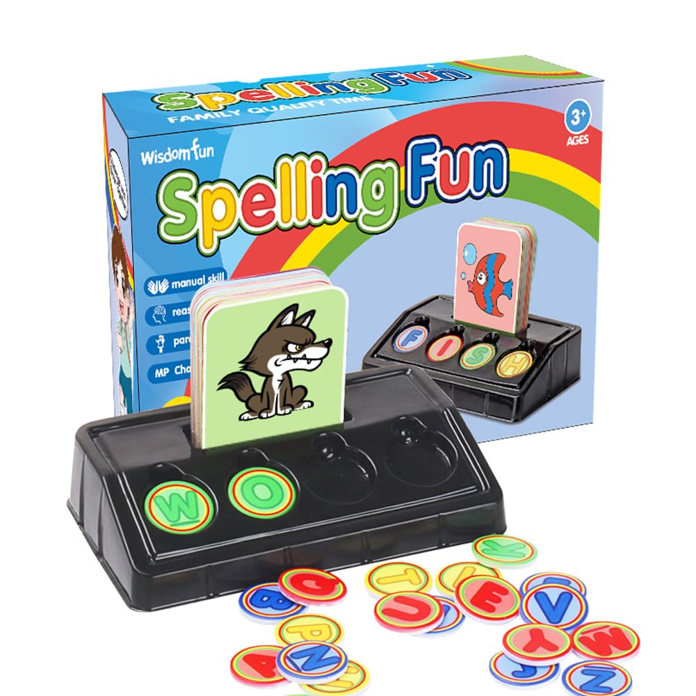 OPTSPTOY Matching Letter Game for Preschooler Age 3+ - Self-Correcting Word Puzzles Boost Spelling, Reading, Alphabet & Word Recognition - Early Education Toy Includes 30 Flash Cards & 26 Letters