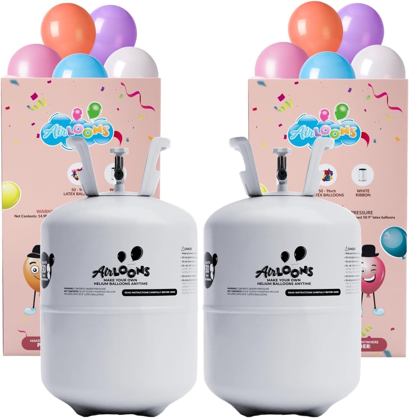 Airloons Helium Canister Pack Of 2! Inflate up to 60 Latex Balloons