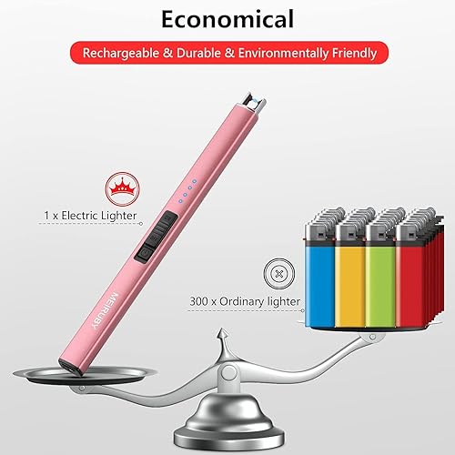 Miniatura 19 de MEIRUBY-Encendedor eléctrico, encendedor de velas recargable USB, encendedor de arco, encendedores para velas, campamento, barbacoa, uso familiar