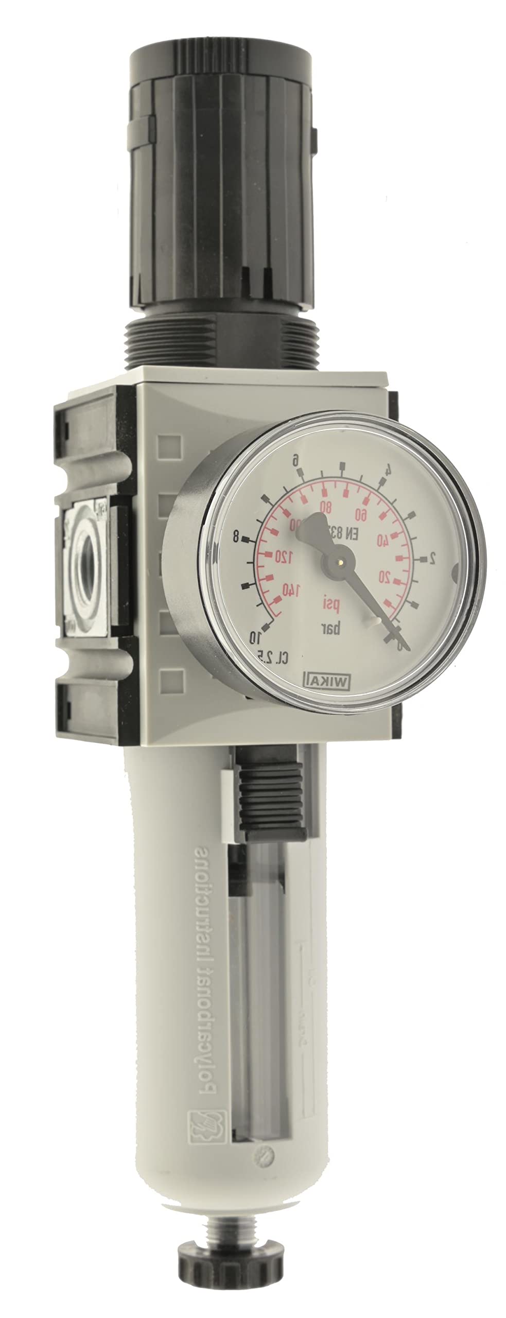 FUTURA Filterregler, G 1", 0,2-4 bar, Baureihe 4 Metallbehälter mit Sichtrohr automatisch (drucklos geschlossen)