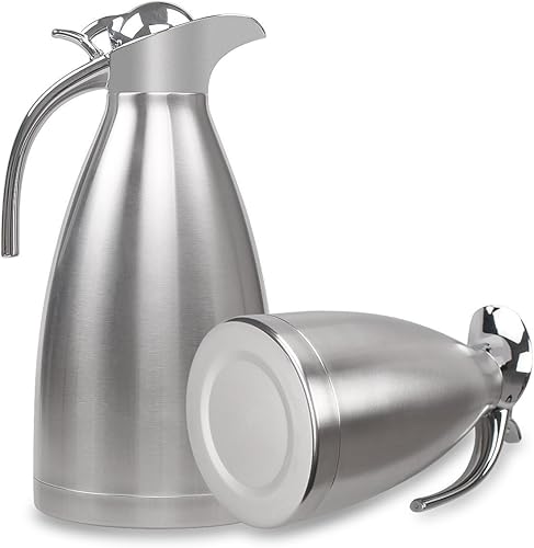 Miniatura 8 de FULITY - Jarra térmica de acero inoxidable con doble pared aislada al vacío y botón de presión, color plateado