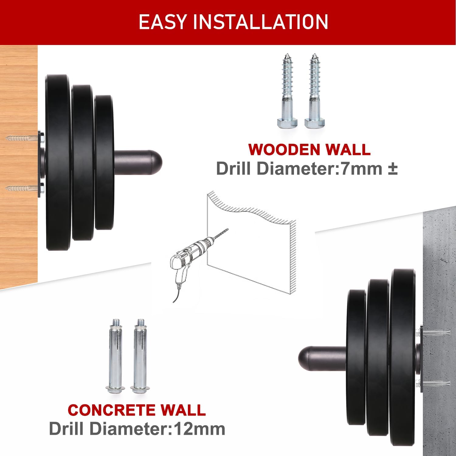 SYL Fitness Wall Mounted Weight Plate Holder, Fit 2 inch Olympic Weight Plates, Scratch Resistant Surface