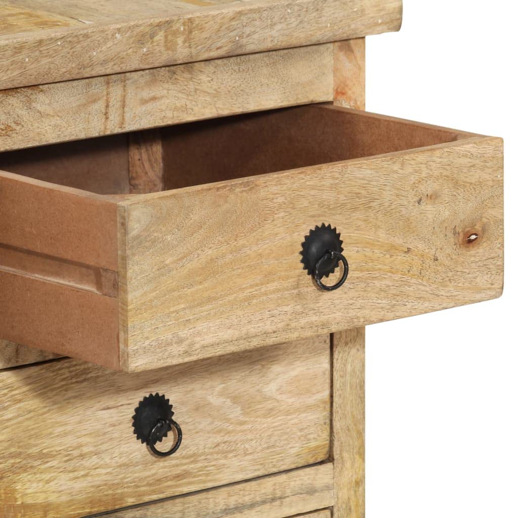 Schreibtisch Massivholz Mango Retro Bürotisch 140x50 cm | Flexibler Bürotisch mit 5 Schubladen und Schrank für Arbeitszimmer. Abnehmbare Platte bildet 2 Beistellschränke.