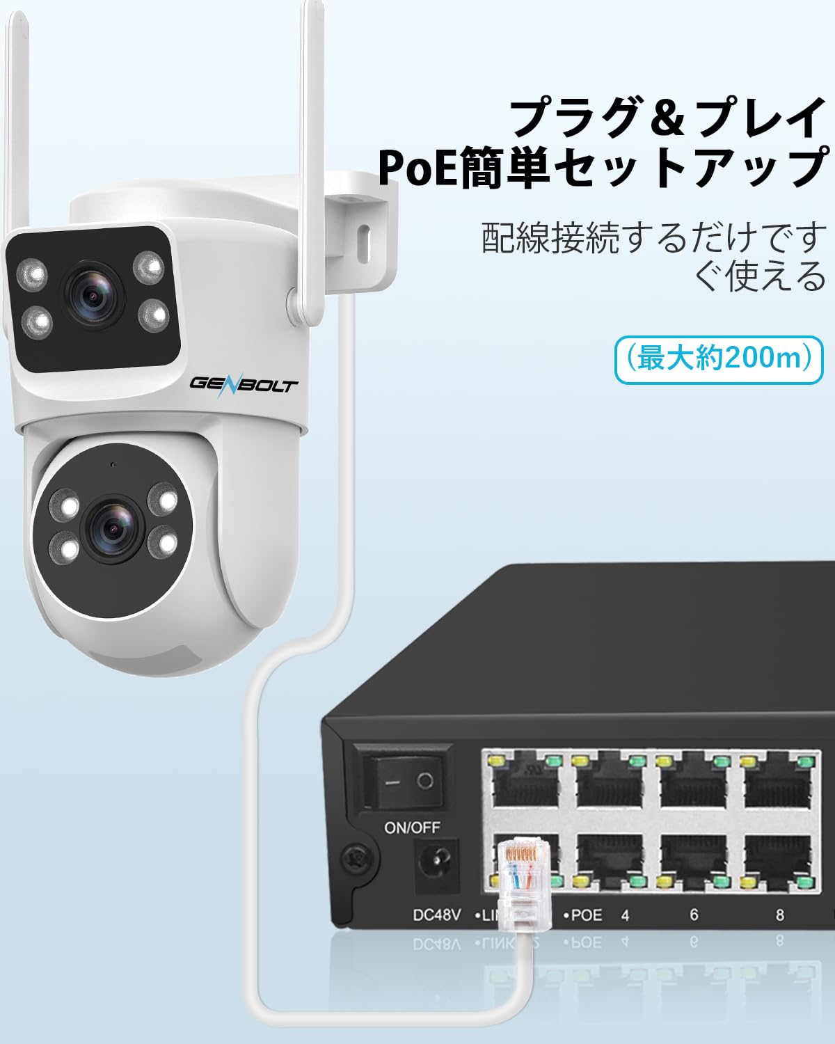 Amazon | GENBOLT 4K 防犯カメラ録画機 10チャンネル PoE有線 NVR 防犯
