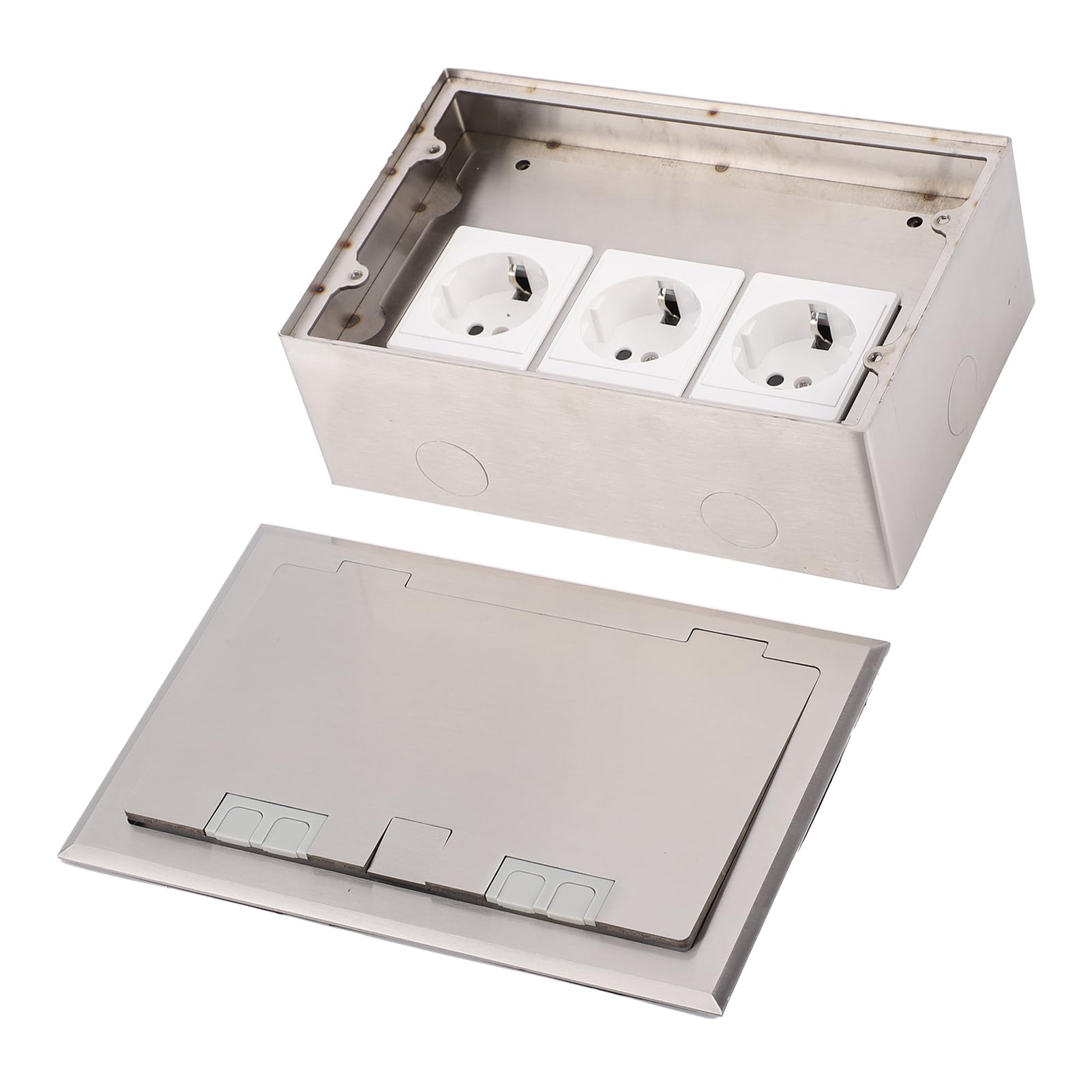 Garosa Presa di Corrente in Acciaio Inossidabile con Scatola di Derivazione da Incasso a Pavimento a 3 Gruppi per Ufficio Centro Commerciale 4kW