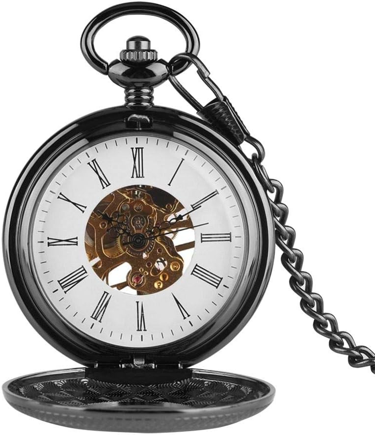 OIFMKC Pocket Watch Men's Pocket Watch,Mechanical Movement Golden Skeleton Pocket Watches for Man, Hollow Back Exquisite Chain Pocket Watch for Boy