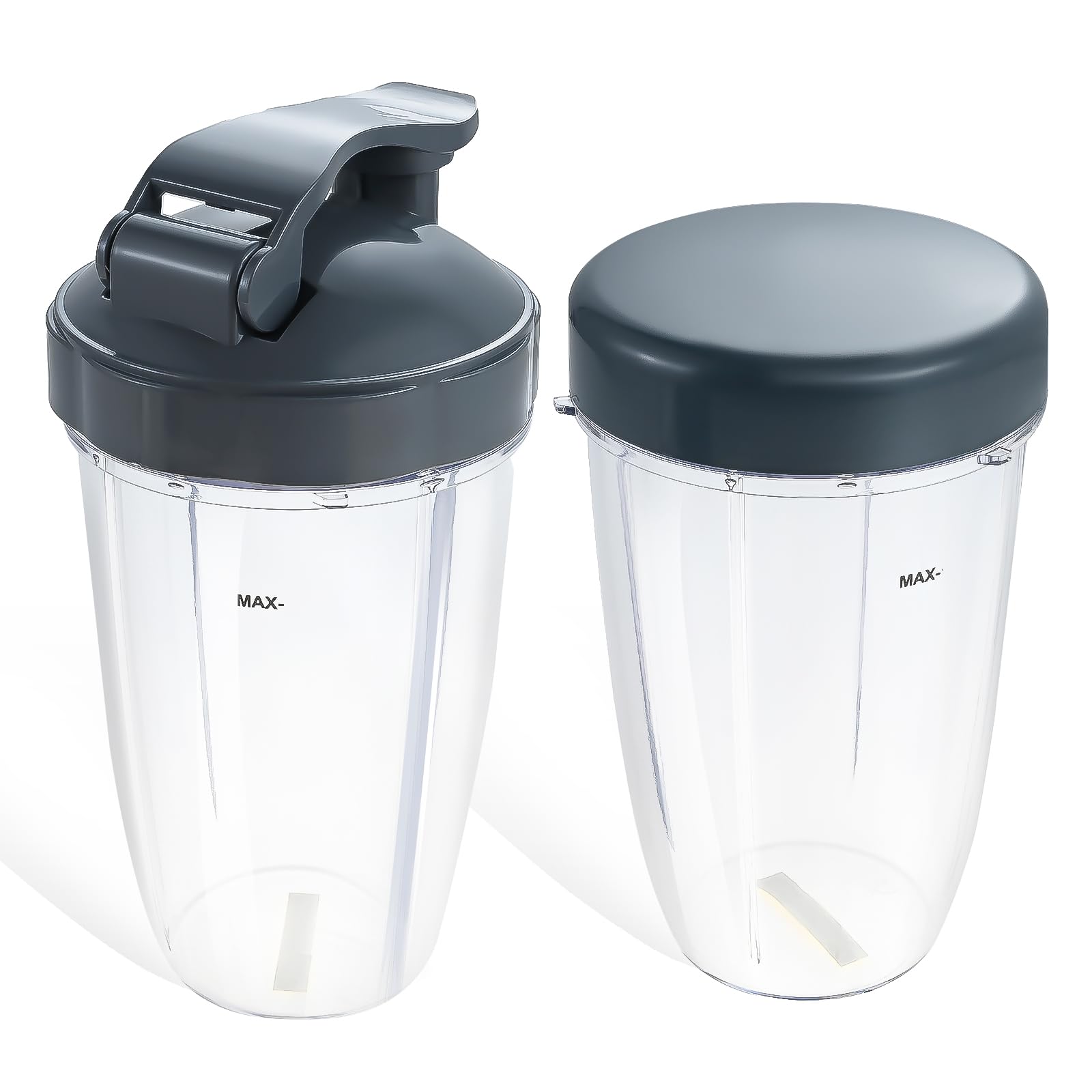 Replacement for Nutribullet 24oz Cups with Flip Top Lid and Flat Lid 2 Pack