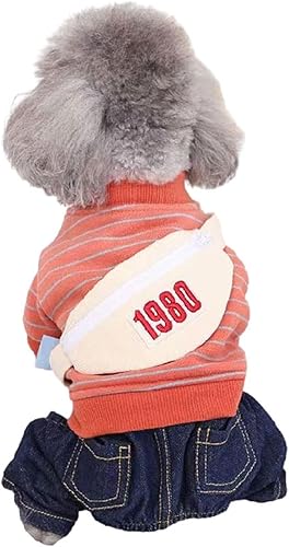 Ropa con capucha para perros pequeños, lindas camisas a rayas, overol de mezclilla de una pieza para perros pequeños y medianos, gatos, camisas para