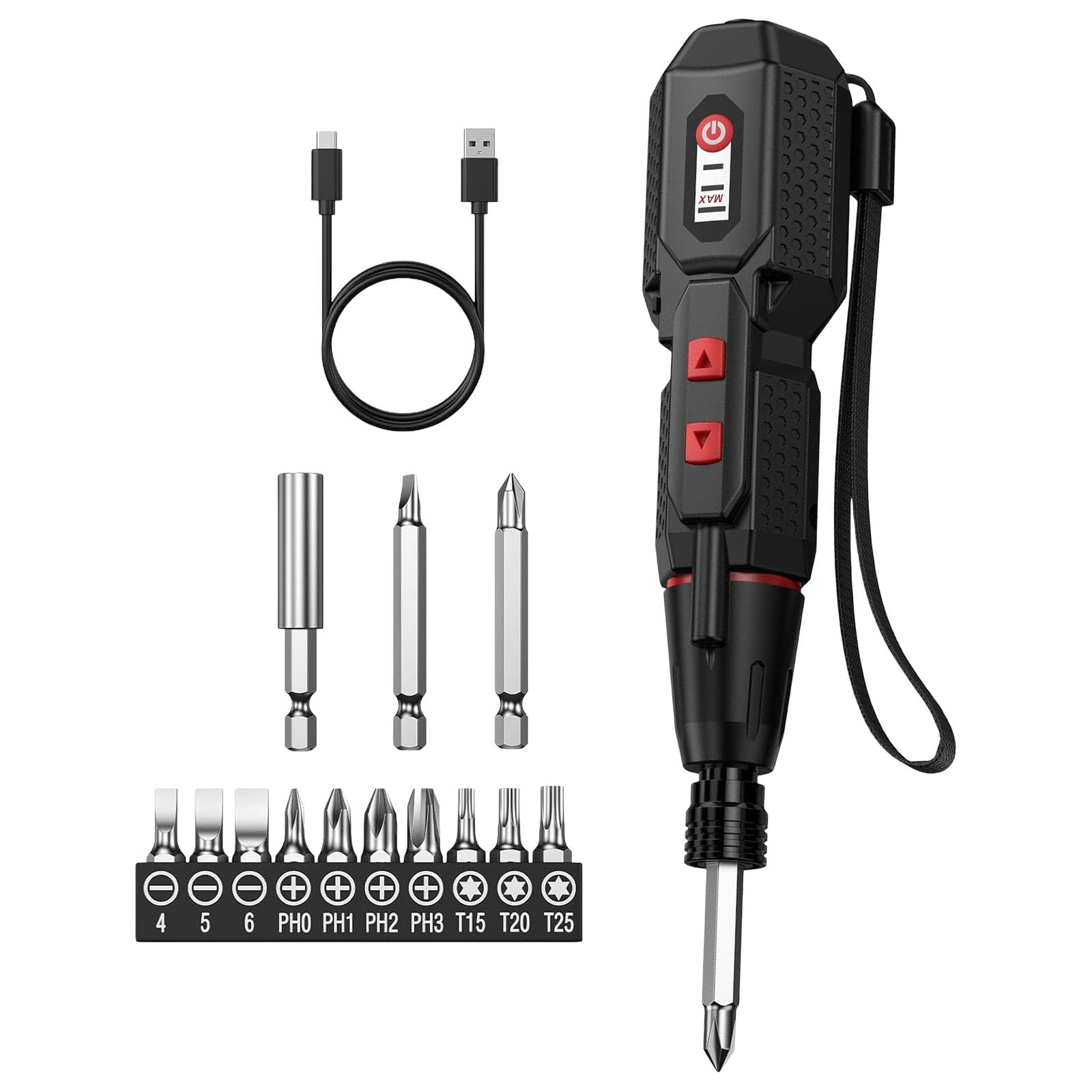 Henygen Light Ergonomic Rechargeable Screwdriver 4.2V High Torque, 20+ Accessories & For Home Repairs Cordless Electric Screwdriver
