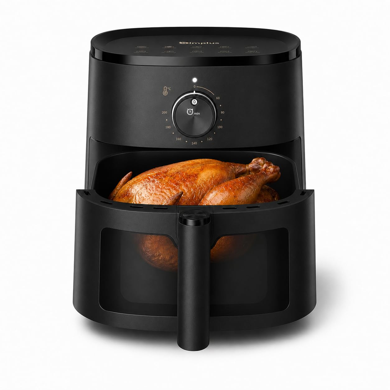 SIMPLUS Air Fryer 5L avec Fenêtre Visible, Friteuse sans Huile 1300W, 10 Menus Guidés, Contrôle par Molette, Compacte, 43dB Silencieuse, Cuisson Vapeur, 60-200°C, Jusqu'à 2-5 Personnes, Noir