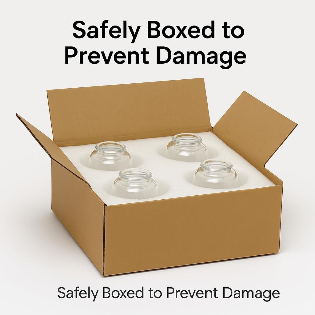 LIGHTACCENTS Clear Glass Ceiling Fan Light Covers – Replacement Lamp Shades for Ceiling Fixtures – Fan Light Globes for LED or Incandescent Bulbs – 4-Pack Clear Dome Set