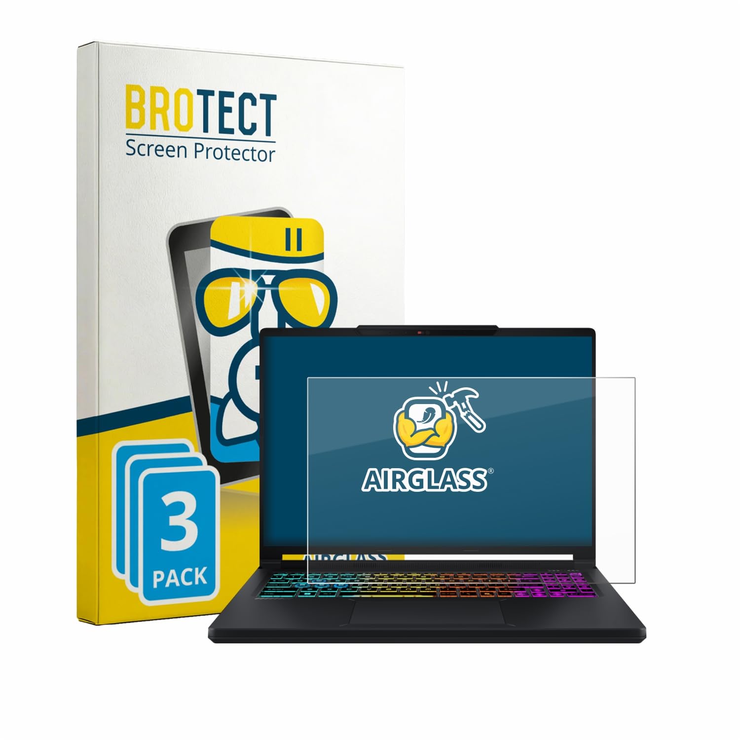 brotect 3 Pezzi Pellicola Vetro per MSI Crosshair A16 HX E8W | Chiara Protezione Schermo Made in Germany, Durezza 9H Anti-Graffio Glass Screen Protector