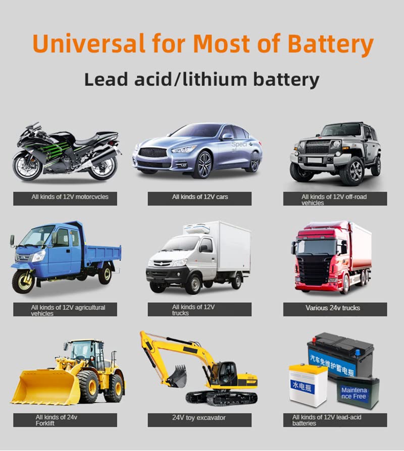 Carica Batterie per Auto Carica Rapida 600 W 400 W SUV Camion Caricabatteria for Auto Universale 12 V 24 V Grande Caricabatteria for Auto 50A/30A di Ricarica for Batteies Caricabatterie Auto (Color :
