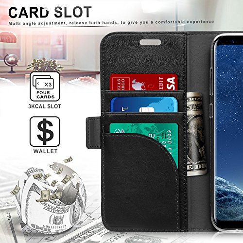 FYY [couro legítimo] Capa carteira para Samsung Galaxy S8+ Plus 2017, capa carteira flip flip feita