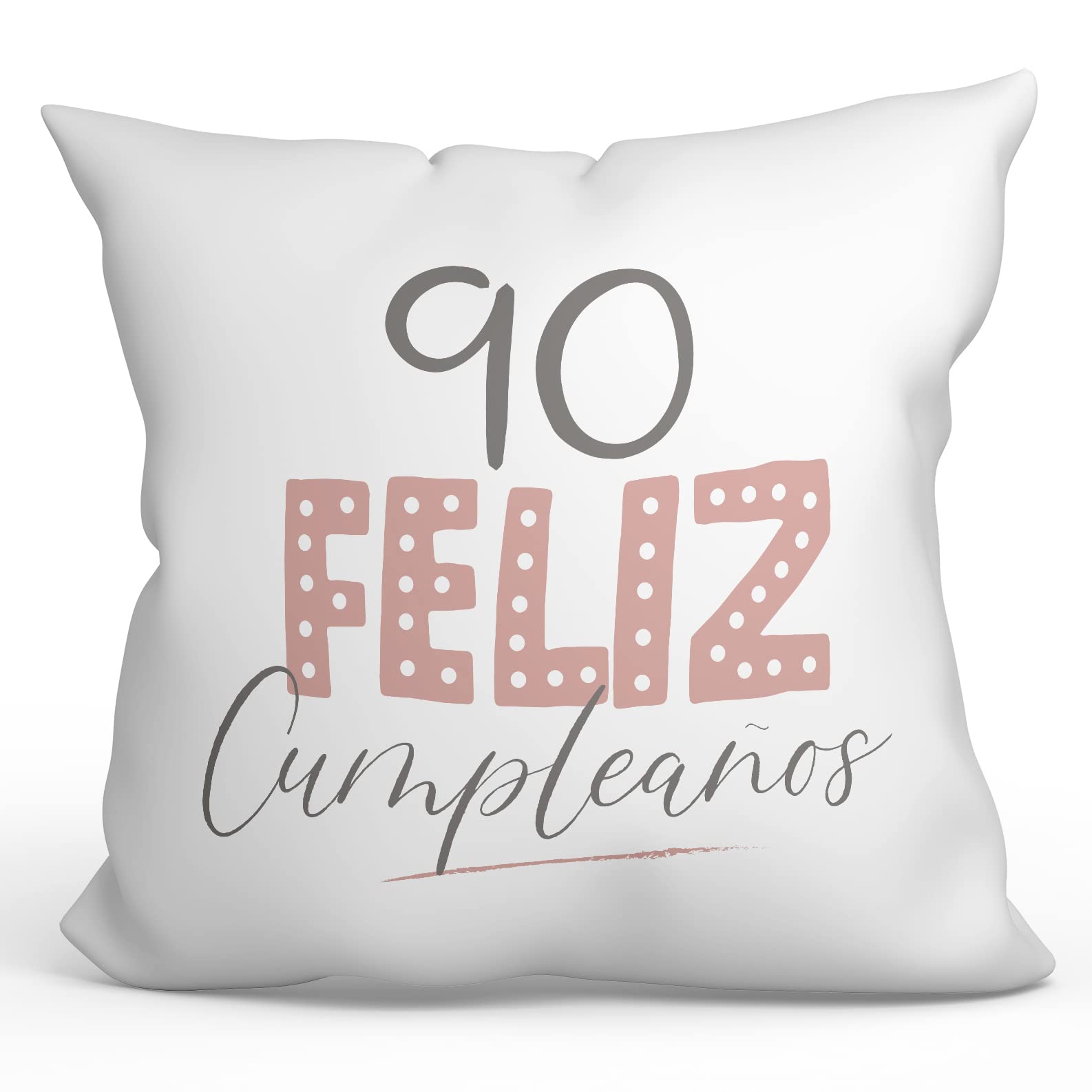 Mugffins Coussins/Oreillers Avec Rembourrage Joyeux Anniversaire 90-40x40 Cm - En Espagnol - Cadeau Original Pour Homme Et Femme - ¡Feliz Cumpleaños! Rosa