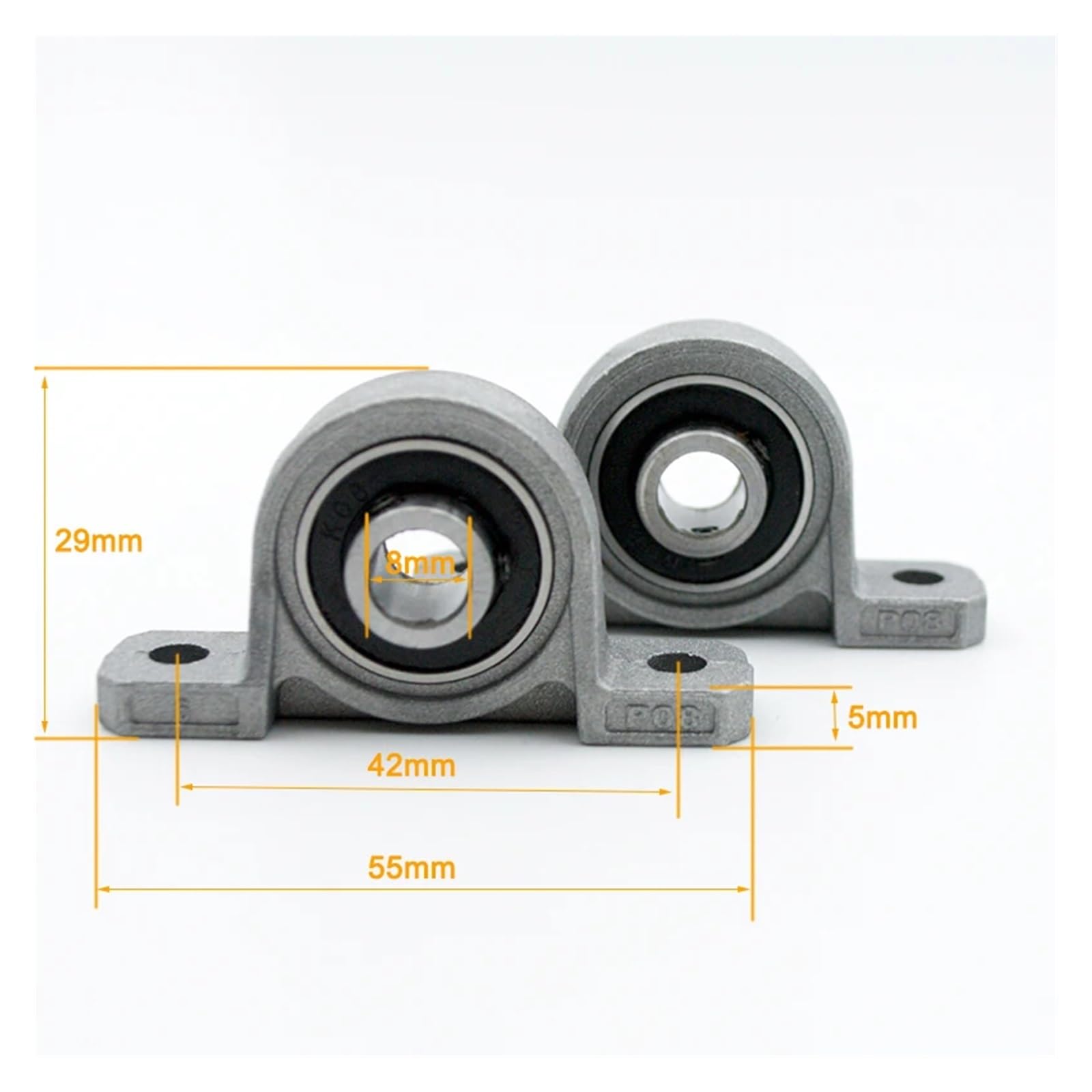 Rodamiento con bloque de almohadilla, 2/10 piezas KP08 Soporte de cojinete Diámetro interior 8 mm Cojinete de bloque de almohada de aleación de zinc Mini cojinetes(10Pcs)