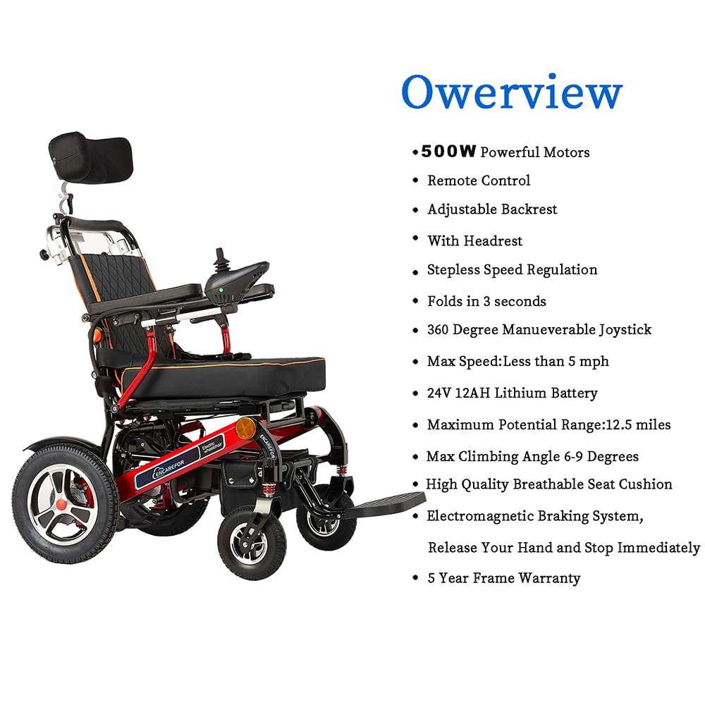 Silla De Ruedas Eléctrica Plegable, Respaldo Reclinable Con Reposacabezas, Aleación De Aluminio, Peso 25 Kg, Carga 150 Kg, Doble Motor 250W, Para Adultos Mayores Y Discapacitados