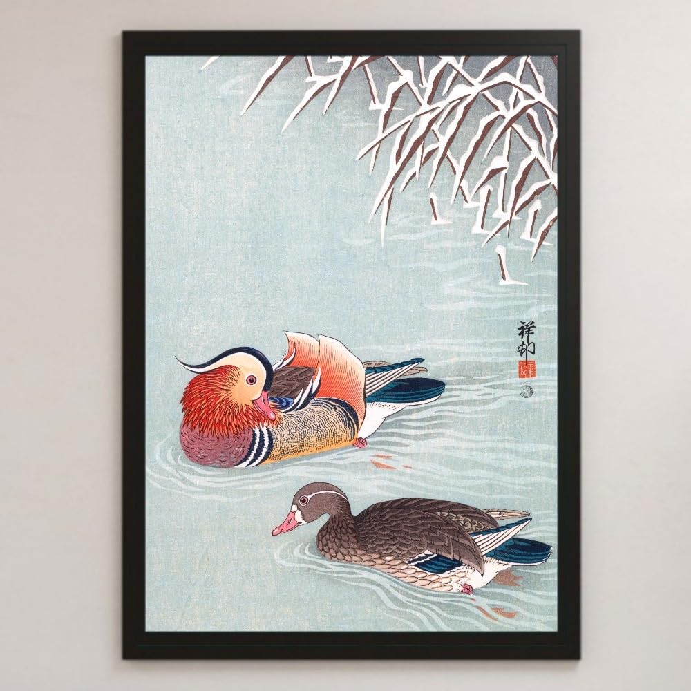 Amazon.co.jp: 小原古邨『鴛鴦(おしどり)』浮世絵 アート 沢 ポスター